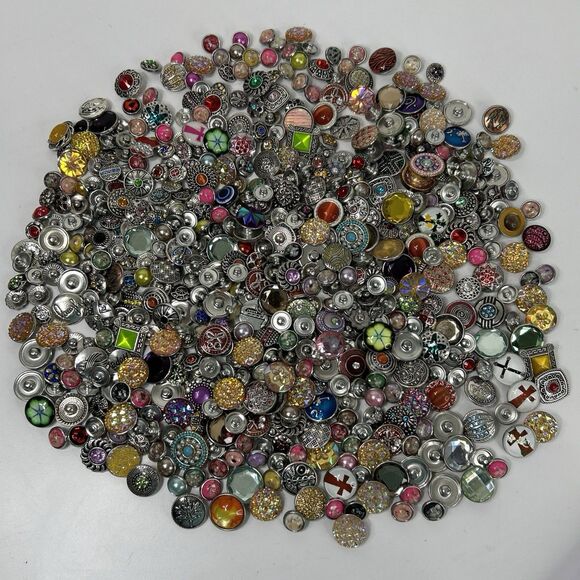 Other - 2lb+ Snap Button Charms Metal Dome Resin Fashion Jewelry Rhinestone